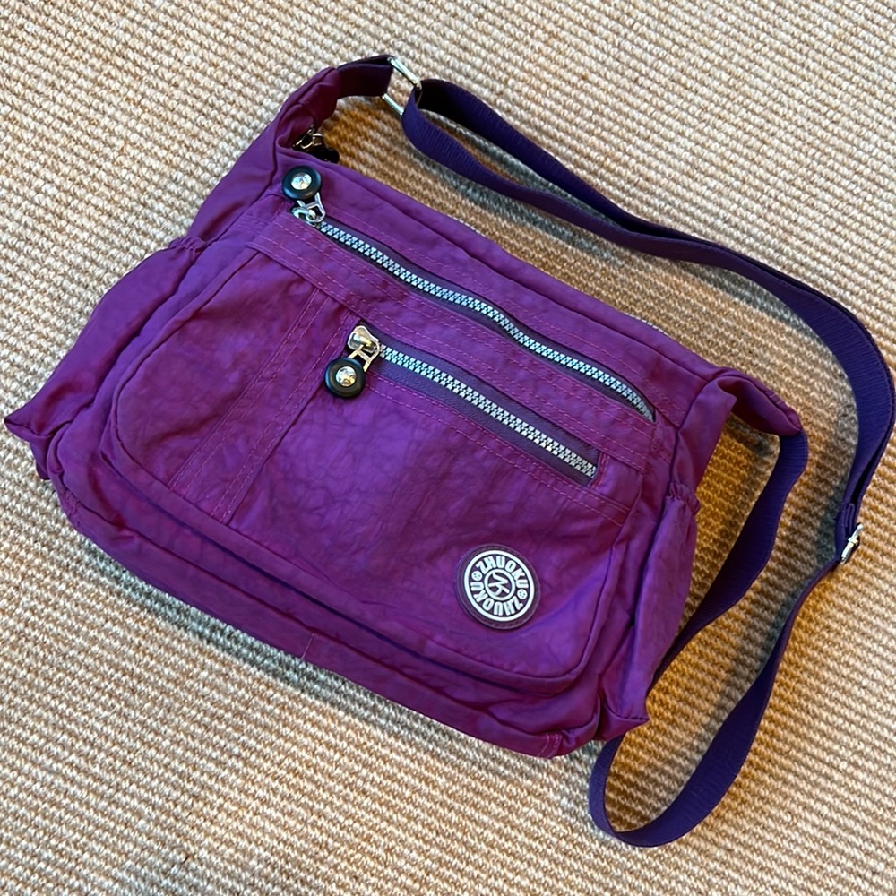Purple Nylon Crossbody Bag by Zhuoku